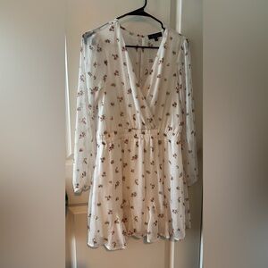 TRIXXI White Floral Longsleeve Mini Dress L